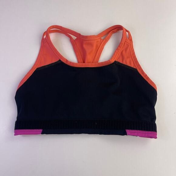 Nike Swoosh Women's Small Medium Support Color Block Sports Bra Black Pink - Picture 3 of 5